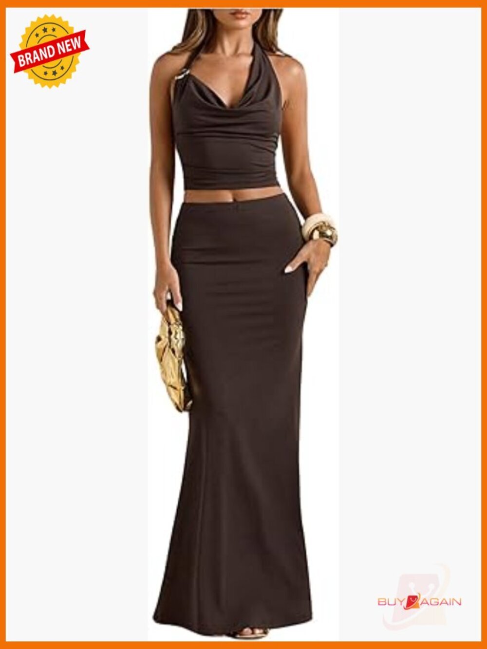 Two Piece Skirt Set Halter Top Maxi Skirt Going Out Outfit